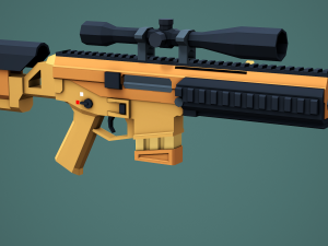 Stylized Modular ACR Rifle Low Poly Mobile Ready 3D Model
