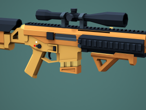 Stylized Modular ACR Rifle Low Poly Mobile Ready 3D Model