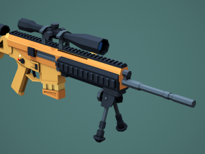 Stylized Modular ACR Rifle Low Poly Mobile Ready 3D Model