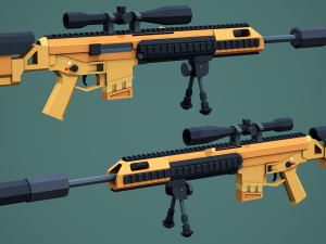 Stylized Modular ACR Rifle Low Poly Mobile Ready 3D Model