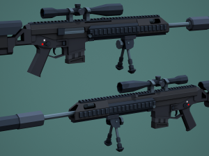 Stylized Modular ACR Rifle Low Poly Mobile Ready 3D Model