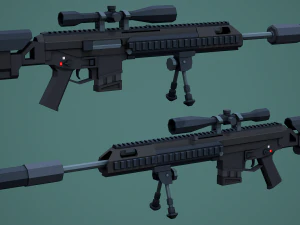 Stylized Modular ACR Rifle Low Poly Mobile Ready 3D Model