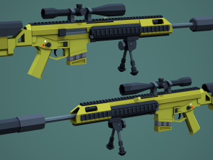 Stylized Modular ACR Rifle Low Poly Mobile Ready 3D Model