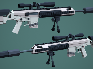 Stylized Modular ACR Rifle Low Poly Mobile Ready 3D Model
