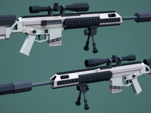 Stylized Modular ACR Rifle Low Poly Mobile Ready 3D Model