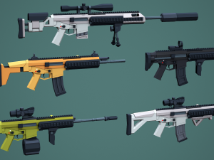 Stylized Modular ACR Rifle Low Poly Mobile Ready 3D Model