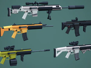 Stylized Modular ACR Rifle Low Poly Mobile Ready 3D Model
