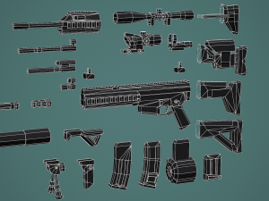 Stylized Modular ACR Rifle Low Poly Mobile Ready 3D Model