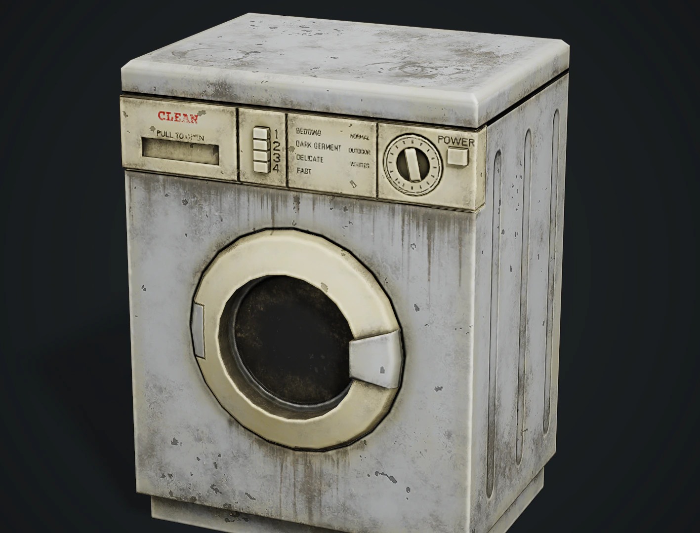 Realistic Old Washing Machine - PBR Low Poly 3D Model .c4d .max .obj .3ds .fbx .stl .blend 