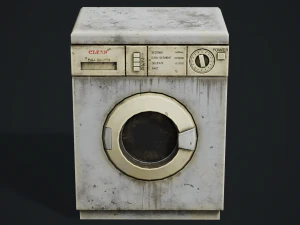 Realistic Old Washing Machine - PBR Low Poly 3D Model