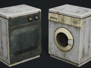 Realistic Old Washing Machine - PBR Low Poly 3D Model