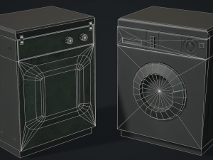 Realistic Old Washing Machine - PBR Low Poly 3D Model