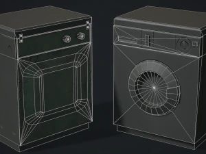 Realistic Old Washing Machine - PBR Low Poly 3D Model