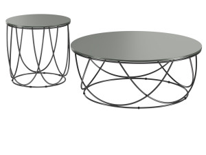 ROLF BENZ 8770 Low round glass and steel coffee table 3D Model