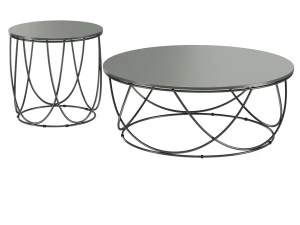 ROLF Benz 8770 Niski okrągły stolik kawowy ze szkła i stali Model 3D