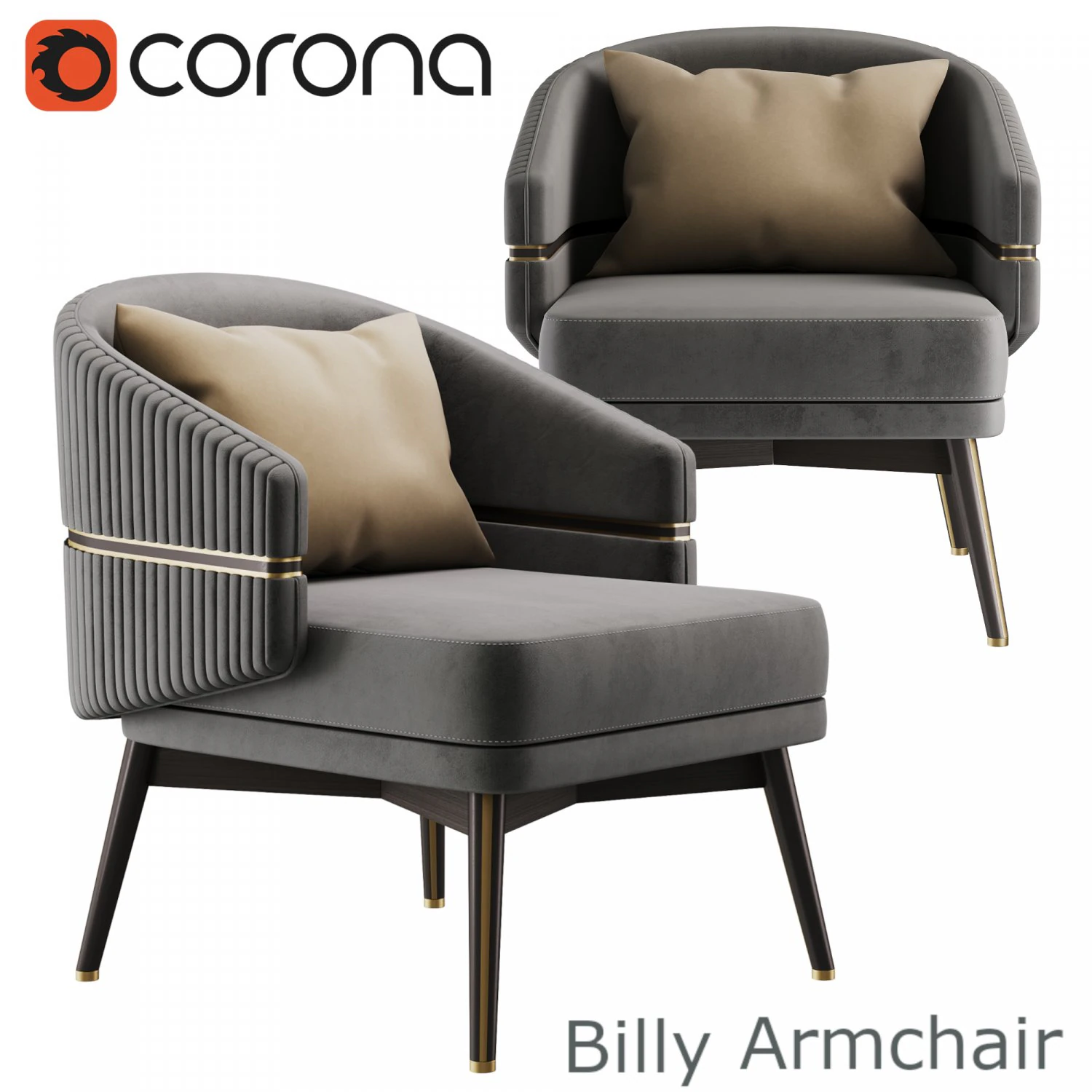 Aster Billy armchair 3D Model .c4d .max .obj .3ds .fbx .stl .blend 