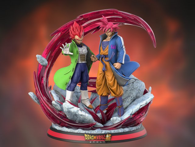 Son Goku and Vegeta Bejita Super Saiyan God Modelo 3D .c4d .max .obj .3ds .fbx .stl .blend