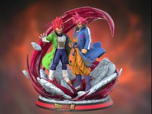 Son Goku and Vegeta Bejita Super Saiyan God Modelo 3D