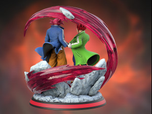 Son Goku and Vegeta Bejita Super Saiyan God Modelo 3D