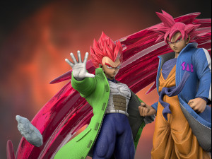 Son Goku and Vegeta Bejita Super Saiyan God Modelo 3D