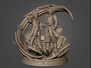 Son Goku and Vegeta Bejita Super Saiyan God Modelo 3D
