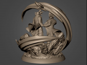 Son Goku and Vegeta Bejita Super Saiyan God Modelo 3D