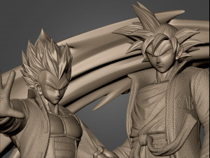 Son Goku and Vegeta Bejita Super Saiyan God Modelo 3D