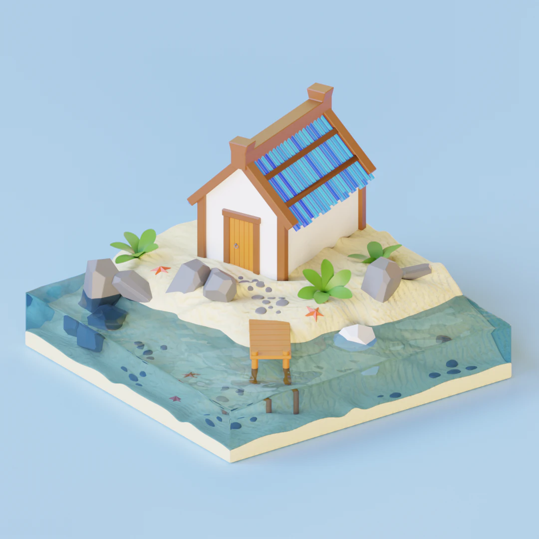 House by the water 3D Model .c4d .max .obj .3ds .fbx .stl .blend 