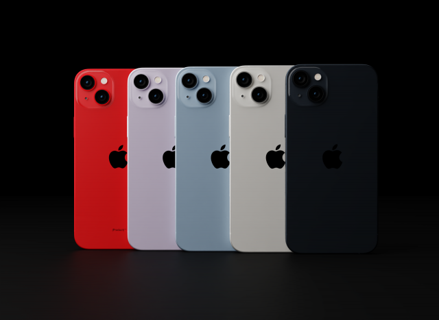 Apple iPhone 14 Plus in Official Design and Colors Modello 3D .c4d .max .obj .3ds .fbx .stl .blend 
