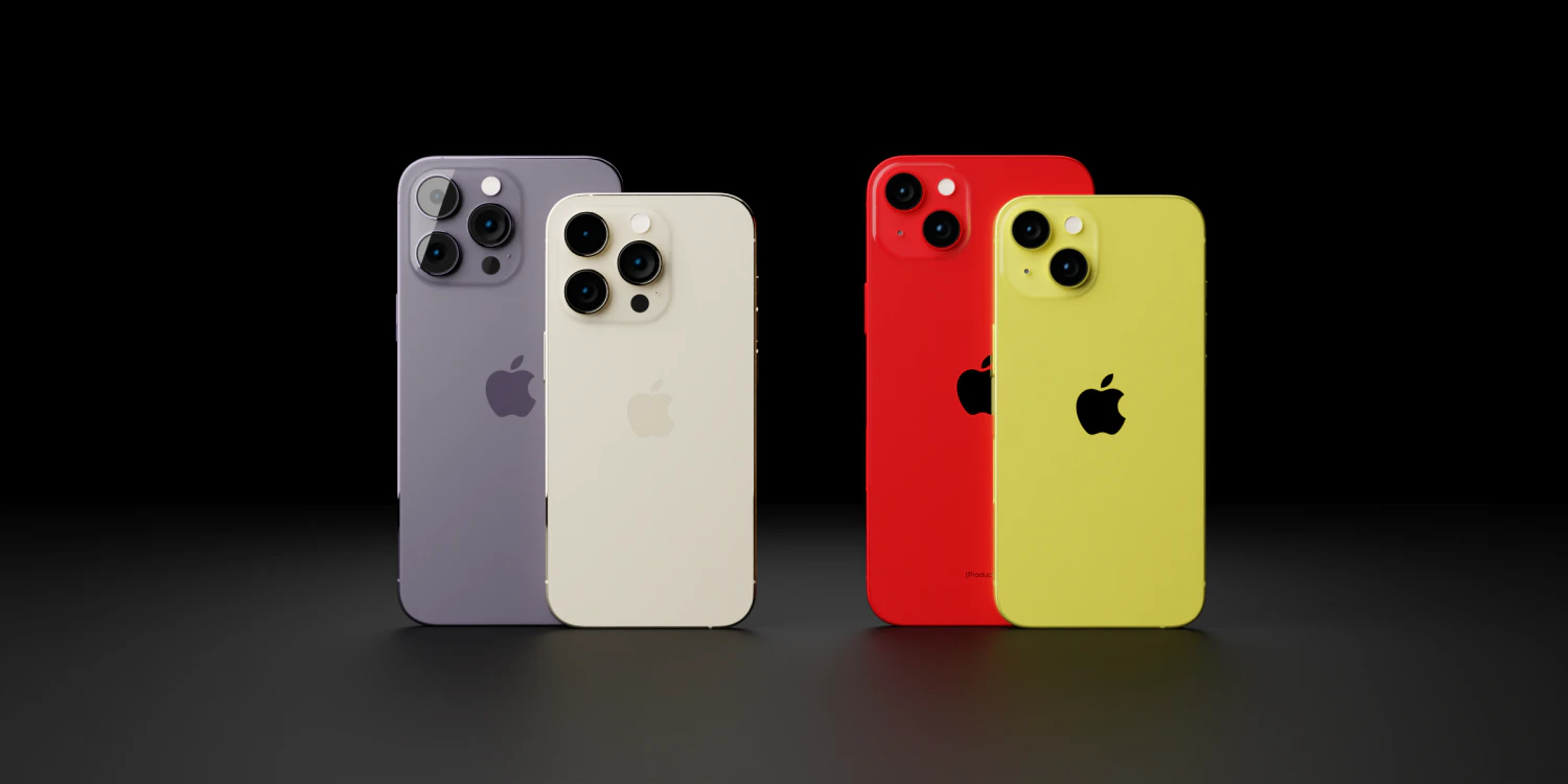 Apple iPhone 14 All Models in Official Design and Colors 3D Model .c4d .max .obj .3ds .fbx .stl .blend 