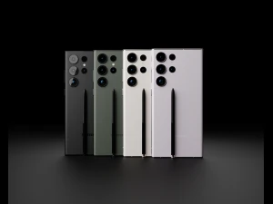 सैमसंग गैलेक्सी S23 अल्ट्रा आधिकारिक रंगों में 3D मॉडल