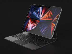 Apple iPad Pro M1 12 inch with Keyboard in Official Design and Colors 3D Модель