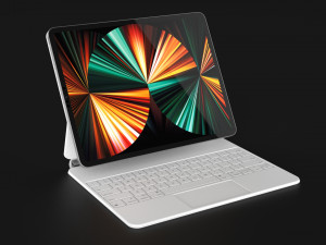Apple iPad Pro M1 12 inch with Keyboard in Official Design and Colors 3D Модель
