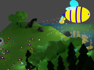 Scene with bees and forest 3D Modell