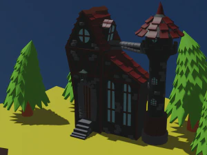 教会のある島 3Dモデル