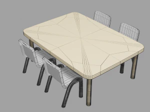 Kids Desk for kindergarten active room 3D Model