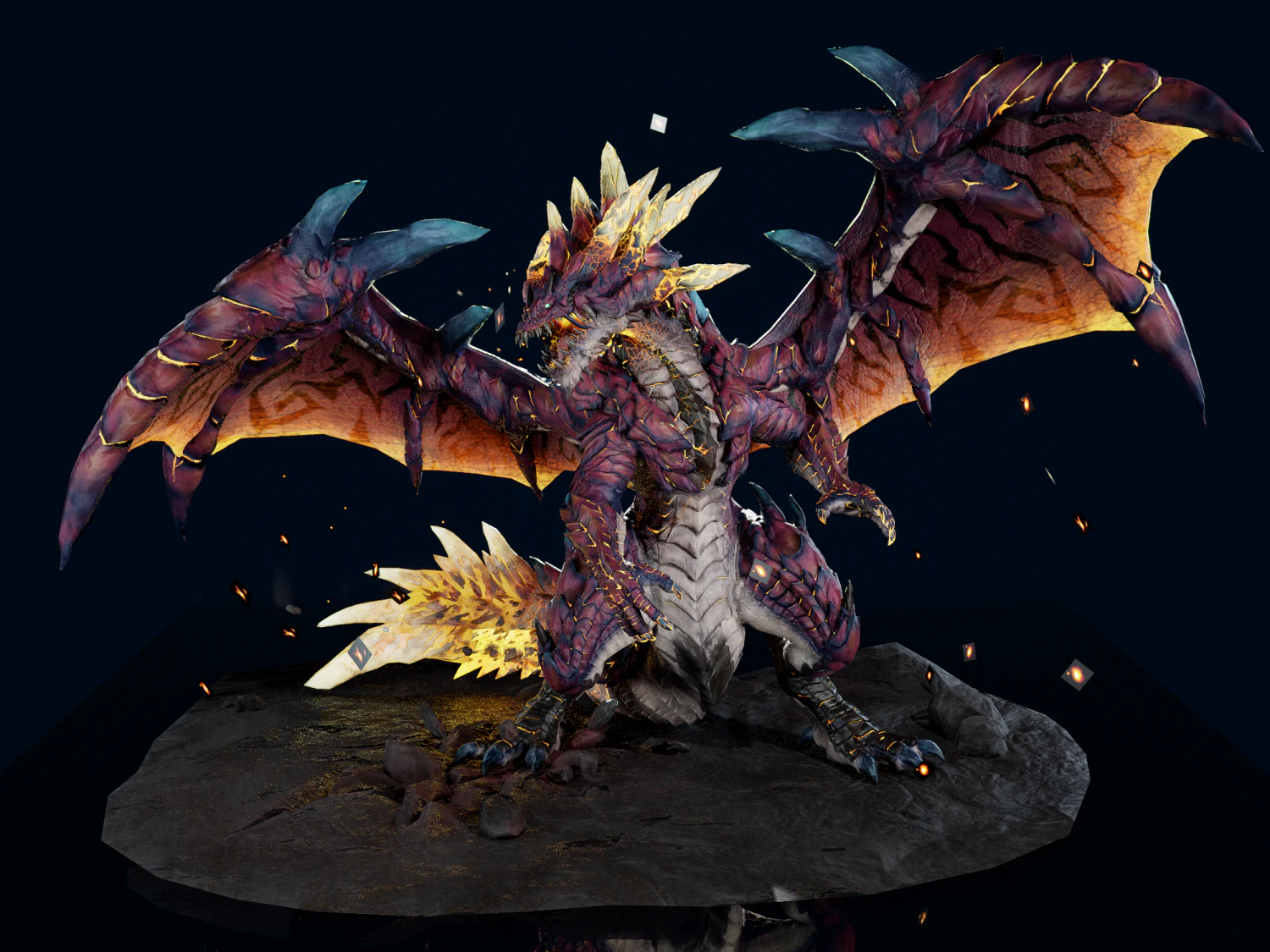 Magma Dragon 3D 3D Model .c4d .max .obj .3ds .fbx .stl .blend 