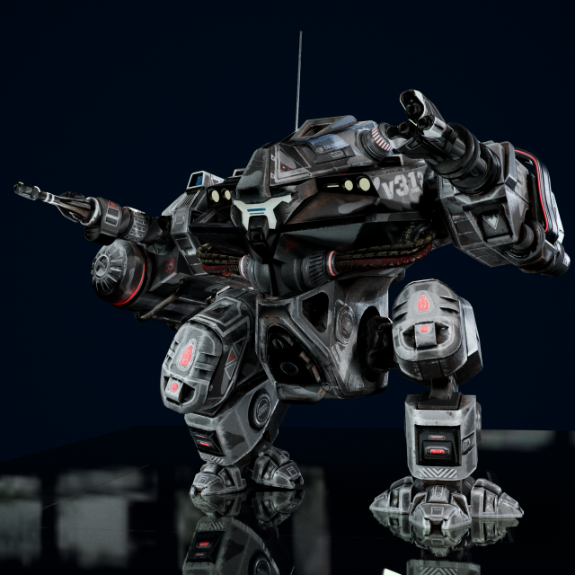 Battle Mech Low-poly model Model 3D .c4d .max .obj .3ds .fbx .stl .blend