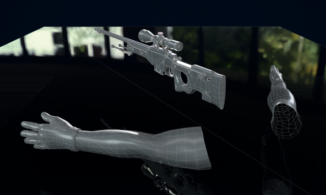 AWP Sliver Pistol with Arms 3D 3D Model .c4d .max .obj .3ds .fbx .stl .blend 