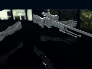 AWP Sliver Pistol with Arms 3D 3D Model