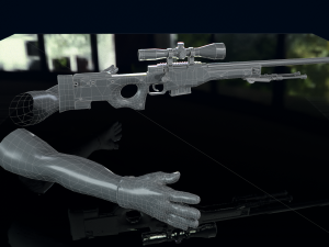 AWP Sliver Pistol with Arms 3D 3D Model