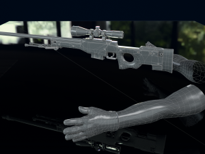 AWP Sliver Pistol with Arms 3D 3D Model
