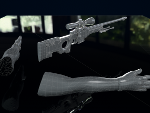 AWP Sliver Pistol with Arms 3D 3D Model
