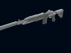 3D Submachine M14EBR 3D Model