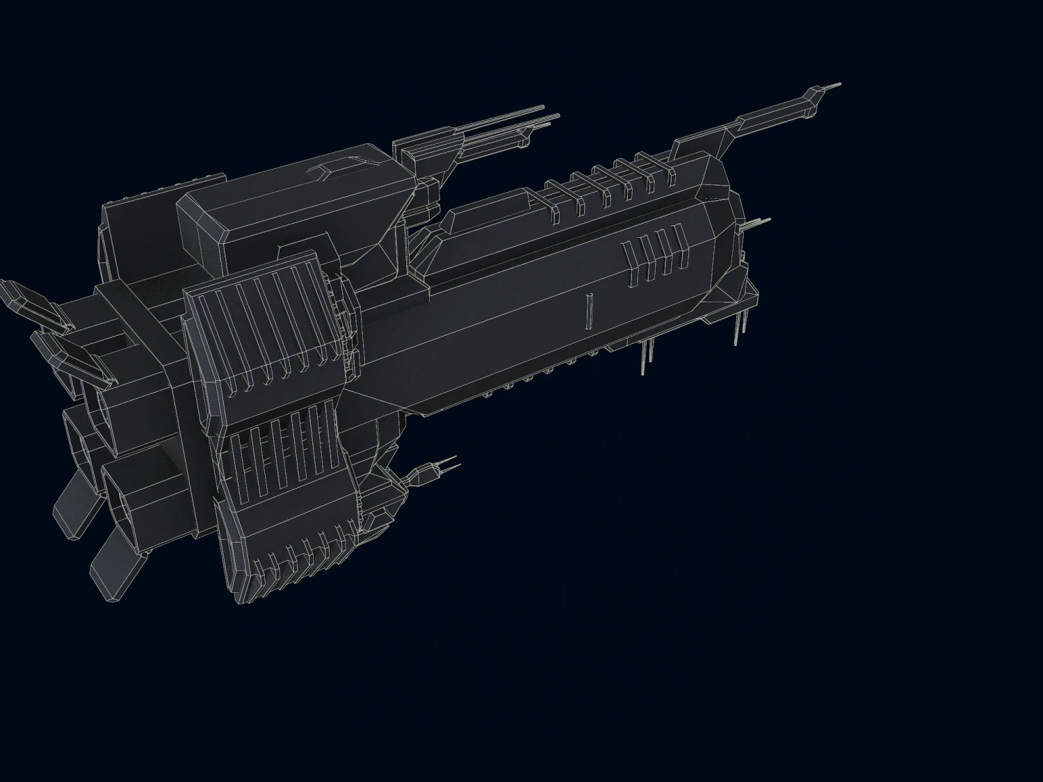 3D Capital Ship Wallace 3D Model .c4d .max .obj .3ds .fbx .stl .blend 