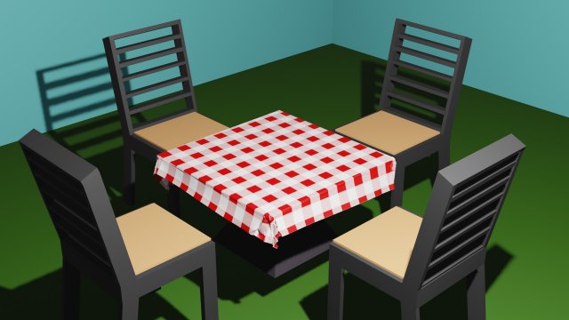 Table and chairs 3D Модель .c4d .max .obj .3ds .fbx .stl .blend 
