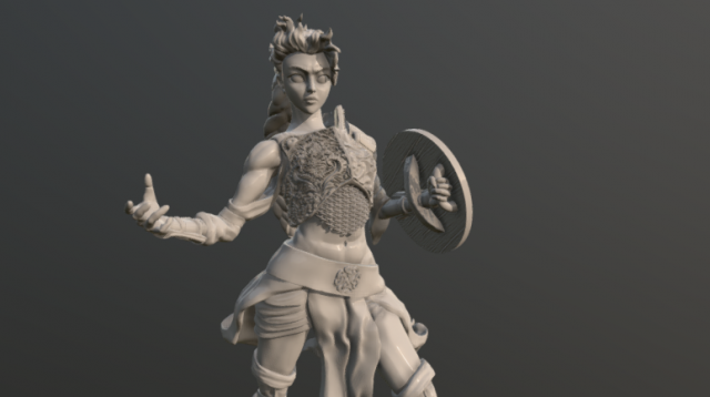 3d warrior girl with shield Modello 3D .c4d .max .obj .3ds .fbx .stl .blend 