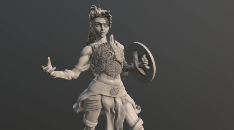 3d warrior girl with shield 3D Model .c4d .max .obj .3ds .fbx .stl .blend