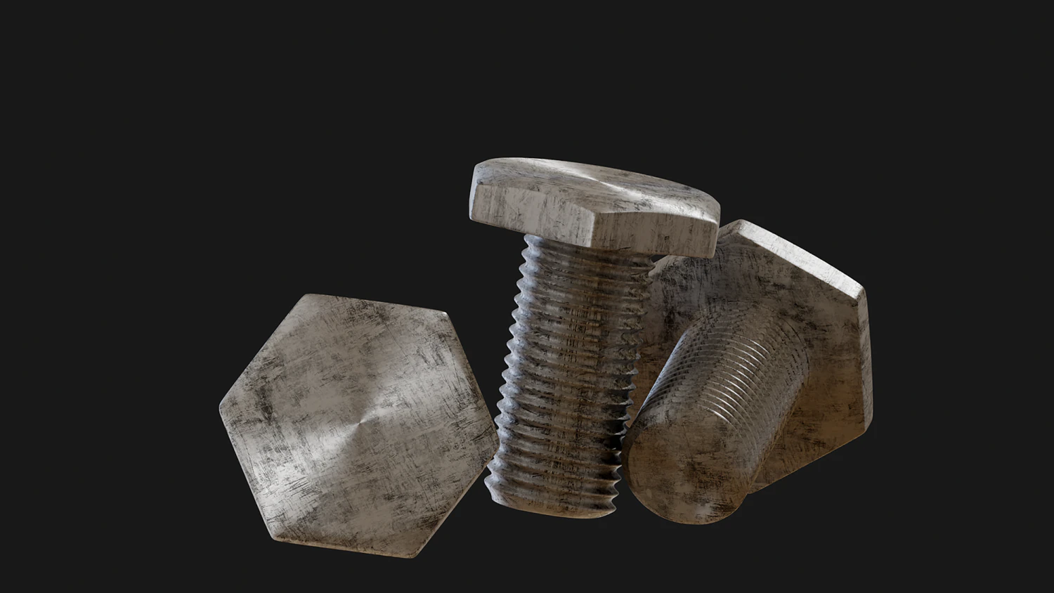 Hexagonal screw 3D Model .c4d .max .obj .3ds .fbx .stl .blend