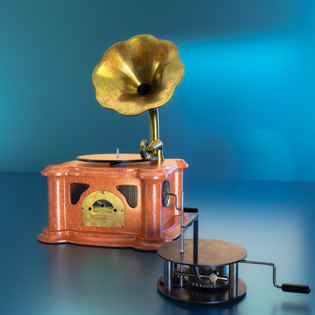 GRAMOPHONE 3D 模型 .c4d .max .obj .3ds .fbx .stl .blend 